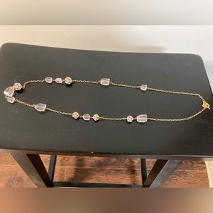 Long, pink and rhinestone necklace, J.Crew